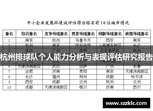 杭州排球队个人能力分析与表现评估研究报告